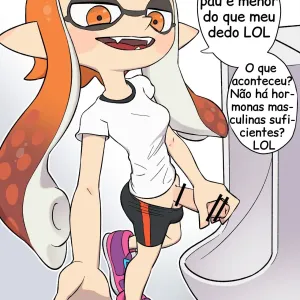 Futanari no Ika-chan ni Danshi Toile de Karamareru | Futanari Squid gets entangled in the men's restroom